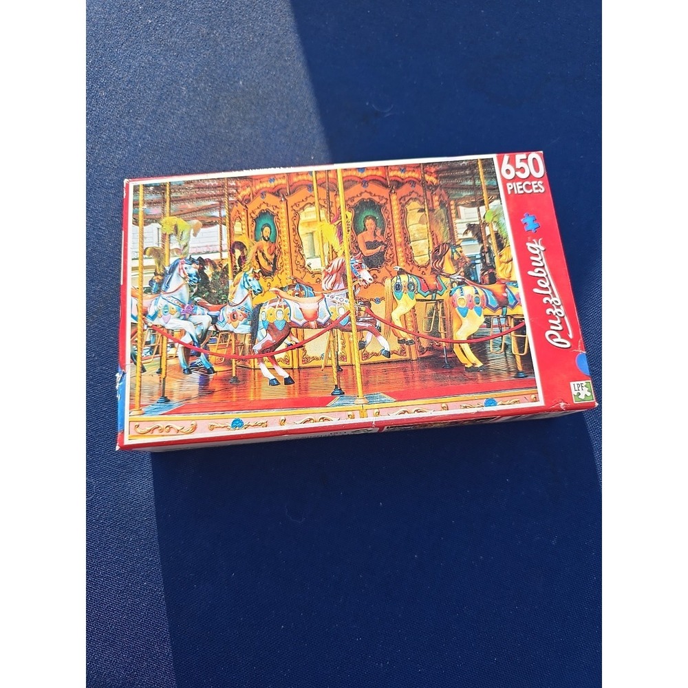 New Puzzlebug 650 Pc Carousel In Square Florence Italy Painted Ponies Puzzle '15